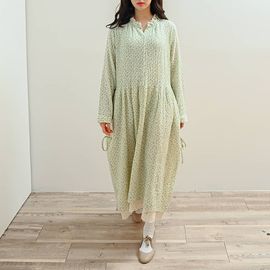 [Natural Garden] MADE N Lace Clover Printed dress_High-quality material, side slit double construction, signature product_ Made in KOREA